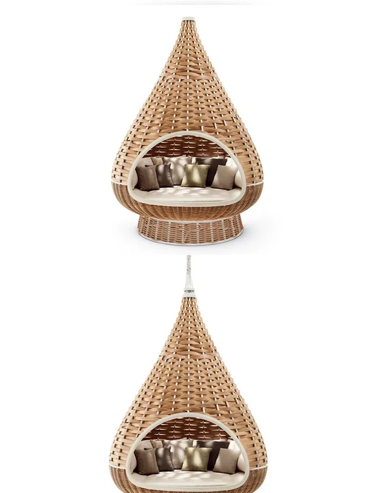 Out door hanging nestrest swing Hotel beach outdoor rattan swing chair weaving balcony hanging basket leisure swing bed
